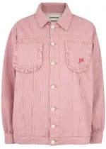 Damson Madder Frilly Striped Denim Jacket - Pink - 16 (UK16 / XL) 16 (UK16 / XL)