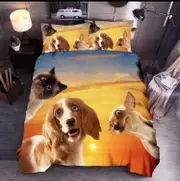 Animal Fun Dog Cat Quilt Doona Duvet Cover Pillow Case Set