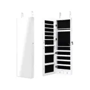 Costway Mirror Jewellery Cabinet Makeup Jewelry Stroage Organiser Box w/LED Full Length White