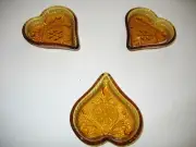Tiara Indiana Glass Amber Heart Shaped Dishes Sandwich Pattern