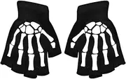 [Generic] Skeleton Cycling Gloves | Children Halloween Cycling Skeleton Mittens | Glowing in The Dark Skull Gloves for Carnival, Masquerade, Christmas Party