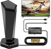 DVB-T/DVB-T2 Antenna with Amplifier - HDTV Indoor Antenna for TV, 420 km Long Range and 360° Reception, with Magnetic Base, Aluminium Core - 4g 5g Filters - All TV Devices