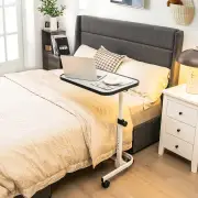 CostwayPortable Bedside Table with 9-Level Adjustable Height-White