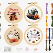 Pumpkin Patch Embroidery Delight - 4 Set 3.7'' Small Needlepoint Kit, Perfect fo
