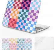 iCasso Compatible with MacBook Air 13 inch Case 2021, 2020-2018 Release M1 A2337 A2179 A1932, Colorful Checkerboard Protective Hard Shell Case +Keyboard Cover + Screen Protector-Dopamine Checkerboard