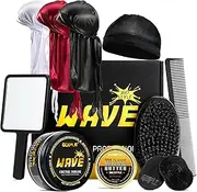 Wave Pomade for Men Strong Hold Easy Wash Hair Cream Grease, Promotes Layered Waves, Moisture, Shine, Brush and Durag Cap Set