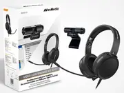 AVERMEDIA AH313 Podcast, Conference Kit, CAM313 Live Stream @ 1080P + AH313 High Quality Over the ear Headset with Mic. USB Plug and Play, Retail