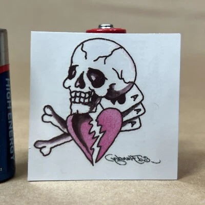 1989 Ed Hardy Rare Vintage Savvi Temporary Tattoo Skull Aces Broken Heart Bones