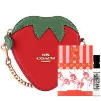 在飛比找Yahoo奇摩購物中心優惠-COACH 紅色皮革草莓造型鍊帶小型斜背包+Anna Sui