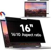 IPROKKO Laptop Accessories, Laptop Magnetic Privacy Screen 16 Inch for Hp/Dell/Acer/Lenovo/ThinkPad/Asus/Sony, Removable 16:10 Aspect Privacy Shield, Anti Blue Light Glare 16in Privacy Filter