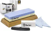 BACHER Premium Sharpening Stone. 2 Side Grit 1000/6000 Whetstone- Knife Sharpener Waterstone with Non-Slip Bamboo Base, Flattening Stone, Angle Guide and Detailed eBook Guide