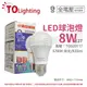 [喜萬年]含稅 TOA東亞 LLA017 LED 8W 6500K E27 白光 全電壓 球泡燈_TO520117