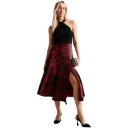 Ted Baker NWT Rosieo Mixed Media Halter Midi Dress Red Black Women's 1 - US 2