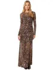 [Forever New] Libby Mesh Spliced Midi Dress in Brown Multi