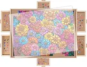 1000 Pieces Rotating Puzzle Board with 6 Drawers and Cover Wooden Jigsaw Puzzle Table Portable Puzzles Boards with Lazy Susan Spinning Puzzles Accessories