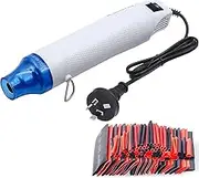 OundarM Mini Heat Gun with 127 pcs Heat Shrink Tube, Portable Hot Air Gun for Heat Shrink Tubing, DIY Craft, Embossing,Removing Paint Drying Crafts Electronics DIY Tool,300 Watt 230V, White/Blue