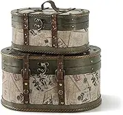 SLPR Alyssa Wooden Train Case (Set of 2, Roses) | Decorative Storage Trunk Vintage Themed Antique Victorian Style Treasure Storage Box