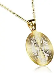 [LBFEEL] Stainless Steel Saint Benedict Medal Catholic Saint Medals Pendant Necklace for Men Women
