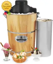 Old Fashioned 6 Quart Vintage Wood Bucket Electric Ice Cream Maker Machine Appal