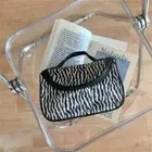 Large Capacity Geometric Makeup Bags Strip Pattern Cosmetic Bag Outdoor