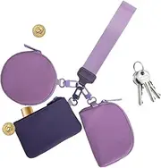 [Buhyujkm] Keychain Wristlet Wallet, Portable Wristlet Wallets, Triple Pouch Wristlet, Zip Around Wallet with Multiple Pouches for Travel, Sports, and Outdoor Activities (1 Piece), Purple, Refer to description