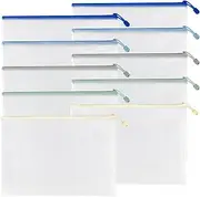 10 Pack A4 Waterproof Zipper Document Bags, Durable Plastic Folders for School, Office, and Storage, Organize Files Securely (13x9 in, Dark Mix Color)