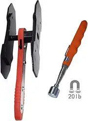 Brake Caliper Press and Telescoping Magnetic Pick Up Tool 20 lb Set, Car Brake Caliper Ratcheting Piston Spreader Press Tool, Wrench Spreader Tools, 360 Degree Ratchet Swing