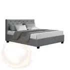 Artiss Vila Bed Frame Fabric Gas Lift Storage Grey Double