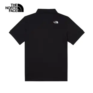 【The North Face 官方旗艦】北面男款黑色品牌LOGO舒適立領短袖POLO衫｜87UXJK3