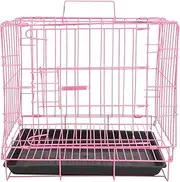 Housoutil Dog Crate Cage, Foldable Metal Wire Dog Crate, Newly Enhanced Single Door Dog Crate for Cat Rabbit and Small Animals, Pink