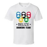 BELIZE DRINK TEAM 奧運五環啤酒標籤遊戲 T 恤