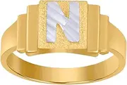 [JewelryWeb] Two tone Gold Teen-Teen Letter Name Personalized Monogram Initial N Band Ring 6.3x2.50mm Wide Size H