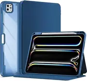 ProCase Case for iPad Pro 11 Inch (M4, 5th Gen) 2024 with Pencil Holder, Clear Back Slim Tri-Angle Folio Stand Shell Tablet Cover for iPad Pro 11” 2024 5th Generation -Teal