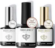 Modelones Gel Top Coat and Base Coat With Nail Primer, 3Pcs No Wipe Base and top coat Gel Nail Polish Nail Bond Primer, 10ml New Upgraded Formula Long-Lasting Gel Nail kit