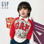 GAP 男童裝 GAP X TRANSFORMERS變形金剛聯名 LOGO刺繡印花刷毛圓領大學T-紅色(641313)