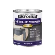 Rust Oleum Metallic Silver Varnish Semi Gloss Water Based Varnish 946ml