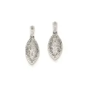 14K White Gold Real Diamond Post Earrings