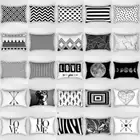 Love Home Letter Cushion Cover Black White Geometric Pillowcase Leaves Pillow