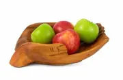 12" Wooden Hand Carved Two Hands Fruit Salad Serving Bowl Centerpiece Decor Wood