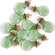 10pc Wishing Bottle Key Cork Miniature DIY Corked Corks Pendant Mini Bottle with Cork Decorative Hanging Transparent Materials Colored Vials Small Round Vial Green