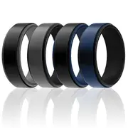 ROQ Silicone Wedding 2Layer Step Ring Set - Black-Blue by ROQ for Men - 4 x 13 mm Ring