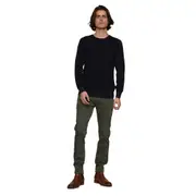 Replay Mens Crew Knitwear Knit Sweater Diamond Logo Wool Blend Black