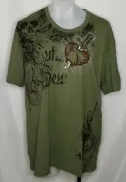 Marc Ecko Cut & Sew Mens Green Graphic T-Shirt Size 3XL
