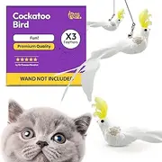 3-Pack Natural Australian Bird Feather Attachments for Cat Wand Toys – Vet-Approved Teaser for Indoor Cats – Fits Fishing Rod, Stick, and String Cat Toys – for Active Play & Mental Stimulation