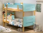 Natural Tiffany Blue Single Wooden Bunk Bed
