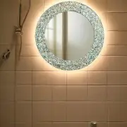 30" Abalone Shell Living Room Mirror Stunning Handmade Gemstone Wall Mirror Deco