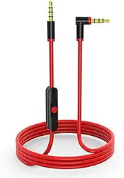 Red Replacement Beats Audio Cable + Inline Remote / Microphone for Beats by Headphone Solo 2/3 - Compatible for Samsung S8 LG V20 G6 iPhone 7 (Red)