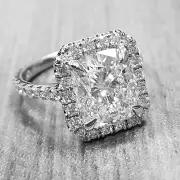 1.75 Ctw Gorgeous Cushion Cut Halo Pave Diamond Engagement Ring G,SI1 GIA