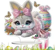 Easter Rhinestone Art Kits, Painting Kit with Easter Bunny Table Signs, 2D Acrylic Centerpieces for Table Decor, Easter Crafts & Arts for Kids and Adults, Easter Table Decorations, Rhinestone