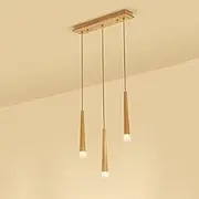 Wood Pendant Light Acrylic Shade Minimalist Hanging Spot Lamp G4(3-Light)